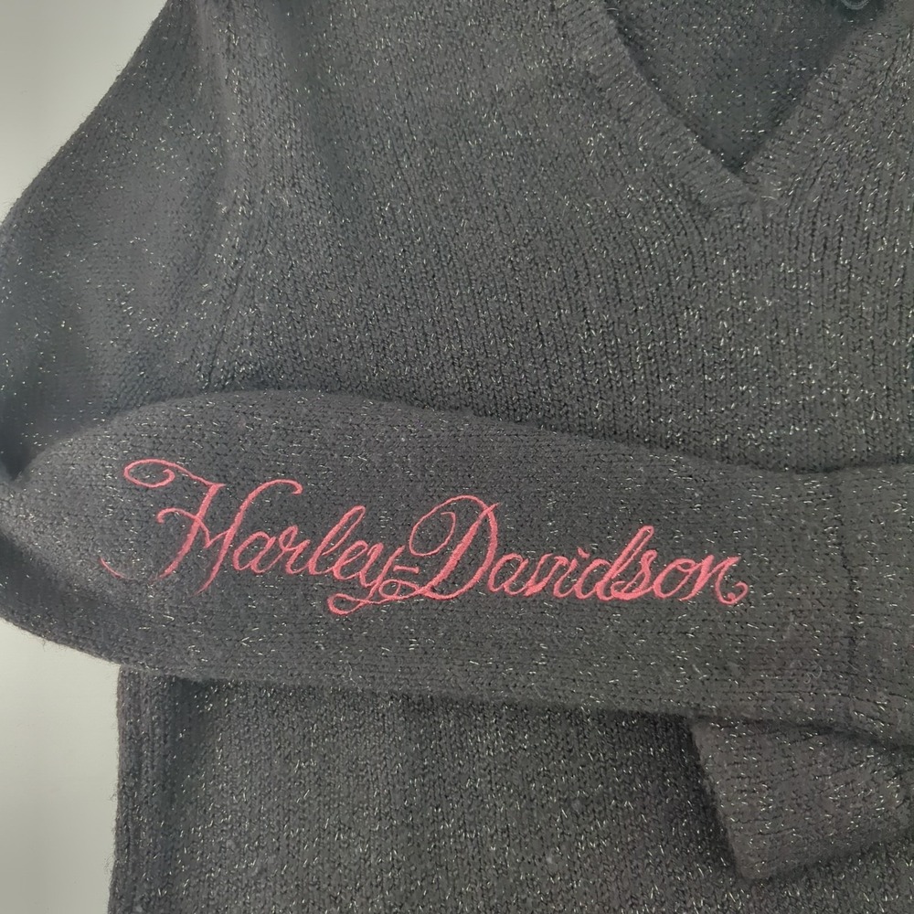 Harley Davidson Sweater Women's 2XL Hoodie Sparkly Pullover Sleeve Logo Hit